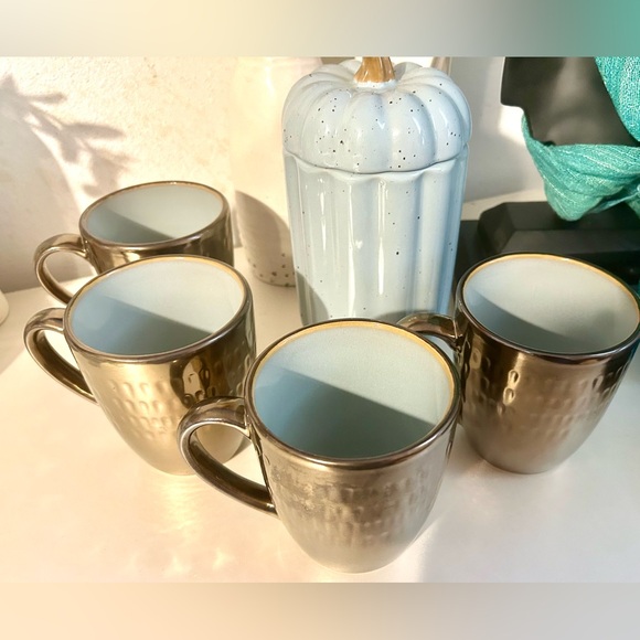 4 Food Network “Angelica” bronze, metallic mug with light blue inside. 4” - Picture 7 of 15